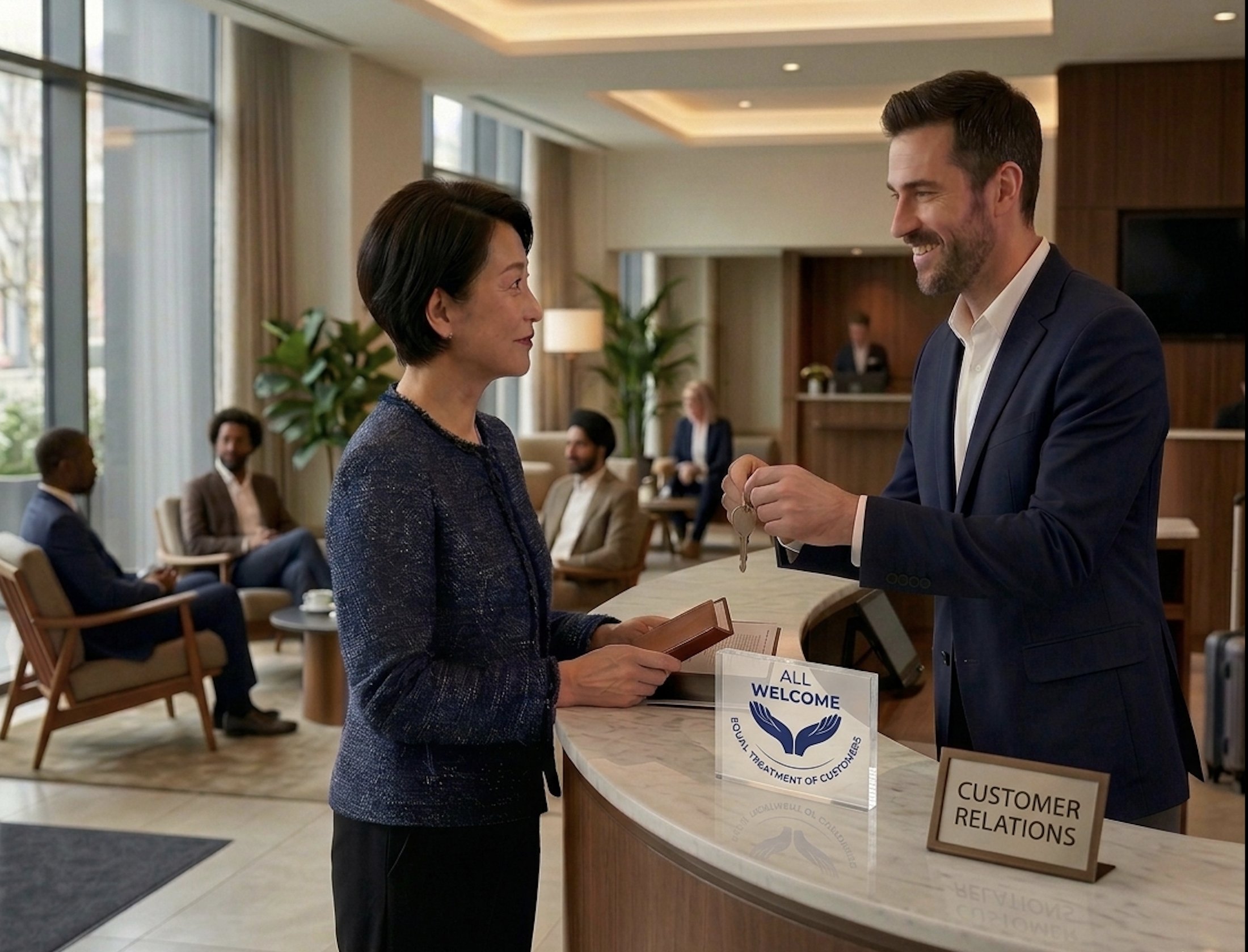 Accueil à la réception d'un hôtel — All Welcome
